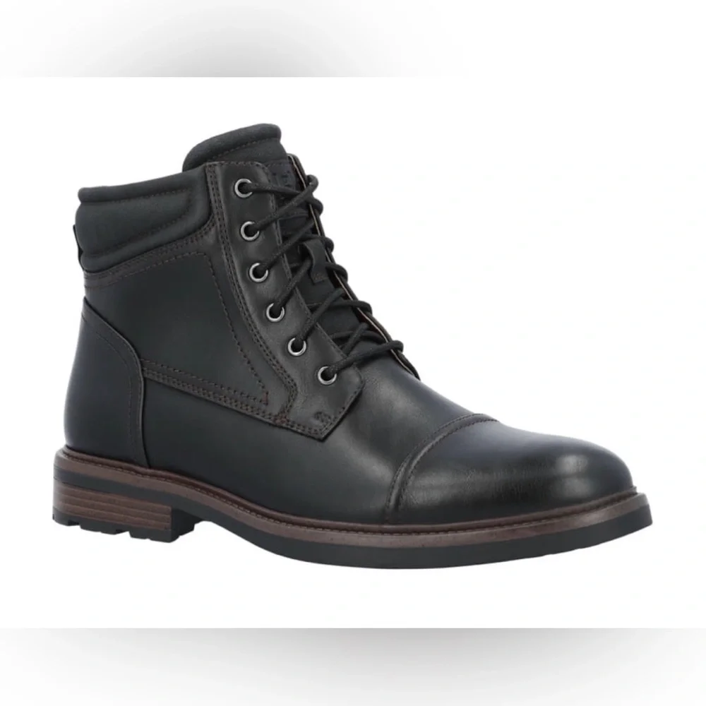 GEORGE Mens Ankle Boots Size 9 Side  Zip Lace Up Comfort Insole Black
